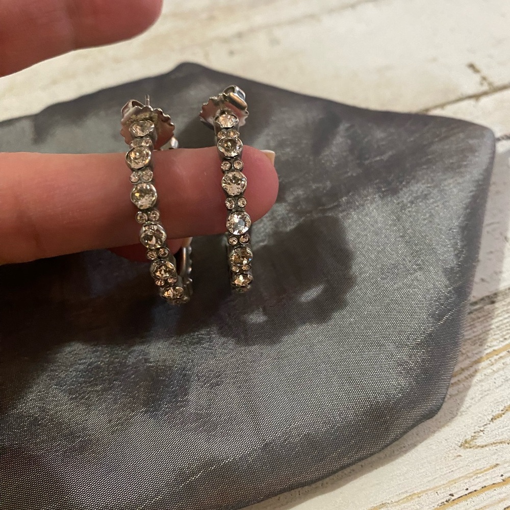 Sorrelli Silver and Pink Filigree Hoop Earrings